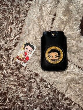 Betty Boop Black Phone Holster with Gold Medallion